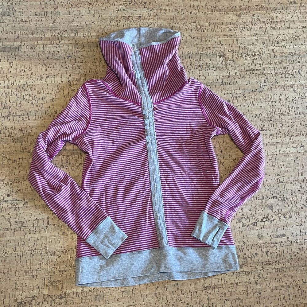 lululemon athletica Pink and Gray Striped Hoodie